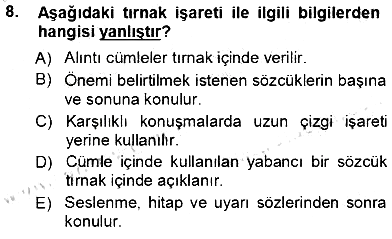 Mesleki Yazışmalar 2012-2013 Ara Sınav - 8. soru