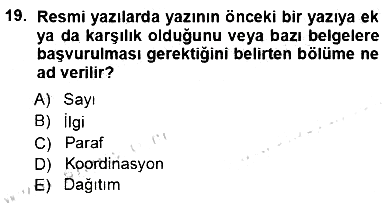 Mesleki Yazışmalar 2012-2013 Ara Sınav - 19. soru
