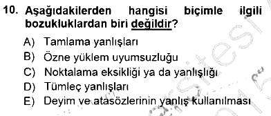 Mesleki Yazışmalar 2014-2015 Ara Sınav - 10. soru