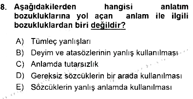 Mesleki Yazışmalar 2015-2016 Ara Sınav - 8. soru