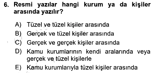 Mesleki Yazışmalar 2022-2023 Ara Sınav - 6. soru