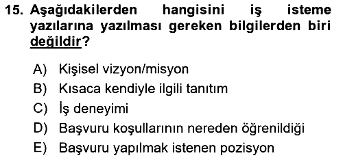 Mesleki Yazışmalar 2024-2025 Ara Sınav - 15. soru