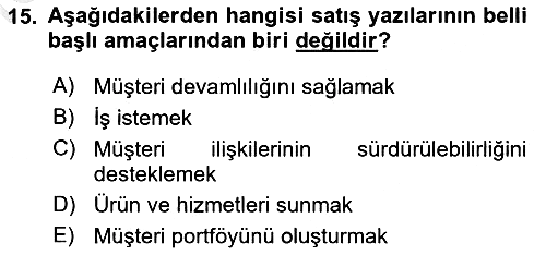 Mesleki Yazışmalar 2025-2026 Ara Sınav - 15. soru