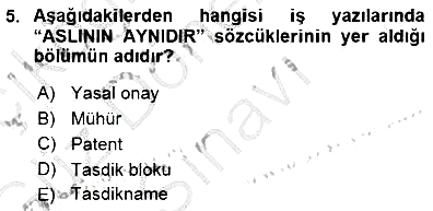 Mesleki Yazışmalar 2015-2016 Dönem Sonu Sınavı - 5. soru