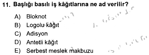 Mesleki Yazışmalar 2018-2019 Yaz Okulu Sınavı - 11. soru