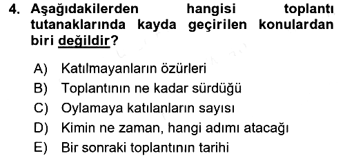 Toplantı Ve Sunu Teknikleri 2015-2016 Ara Sınav - 4. soru
