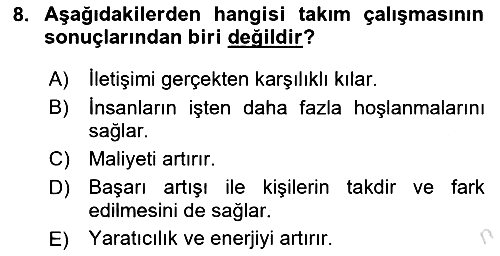 Yönetici Asistanlığı 2018-2019 3 Ders Sınavı - 8. soru