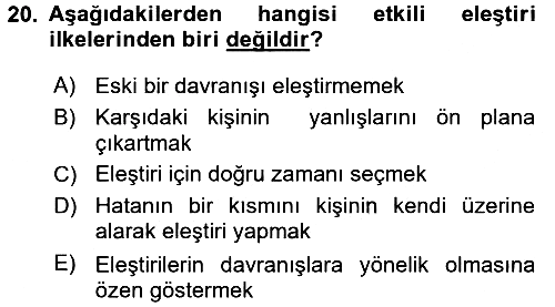 Yönetici Asistanlığı 2017-2018 Ara Sınav - 20. soru