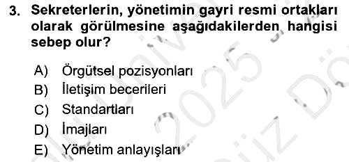 Yönetici Asistanlığı 2025-2026 Ara Sınav - 3. soru