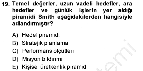 Yönetici Asistanlığı 2014-2015 Dönem Sonu Sınavı - 19. soru