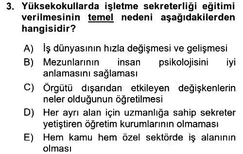 Yönetici Asistanlığı 2016-2017 Dönem Sonu Sınavı - 3. soru