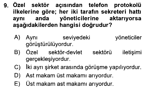 Yönetici Asistanlığı 2019-2020 Dönem Sonu Sınavı - 9. soru