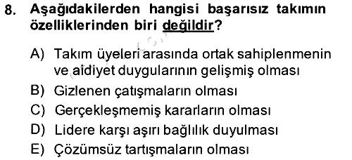 Yönetici Asistanlığı 2014-2015 Tek Ders Sınavı - 8. soru