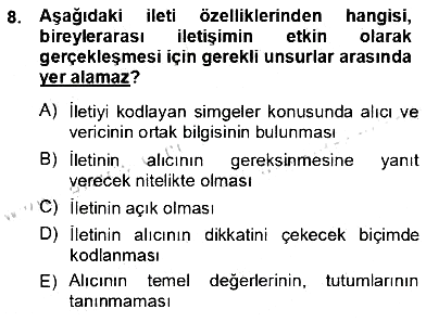 Bireyler Arası İletişim 2012-2013 Ara Sınav - 8. soru