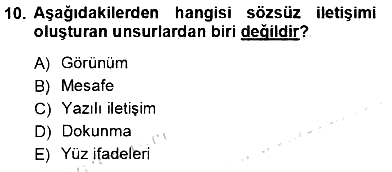 Bireyler Arası İletişim 2012-2013 Ara Sınav - 10. soru