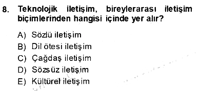 Bireyler Arası İletişim 2013-2014 Ara Sınav - 8. soru