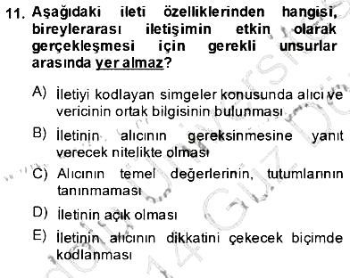 Bireyler Arası İletişim 2013-2014 Ara Sınav - 11. soru