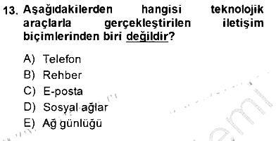 Bireyler Arası İletişim 2014-2015 Ara Sınav - 13. soru