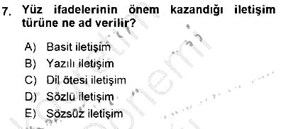 Bireyler Arası İletişim 2015-2016 Ara Sınav - 7. soru