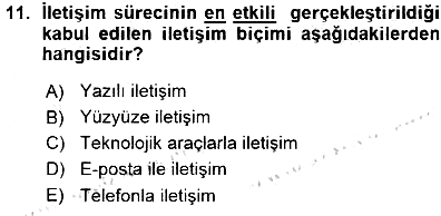 Bireyler Arası İletişim 2015-2016 Ara Sınav - 11. soru