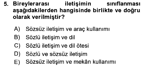 Bireyler Arası İletişim 2016-2017 Ara Sınav - 5. soru