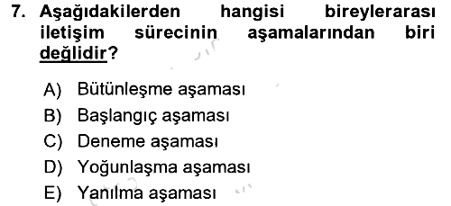 Bireyler Arası İletişim 2016-2017 Ara Sınav - 7. soru
