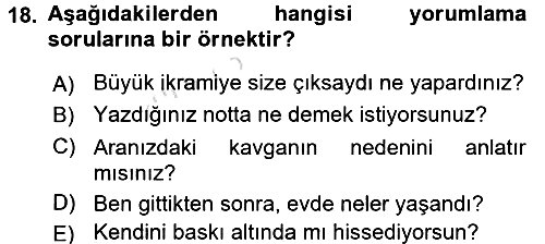 Bireyler Arası İletişim 2016-2017 Ara Sınav - 18. soru