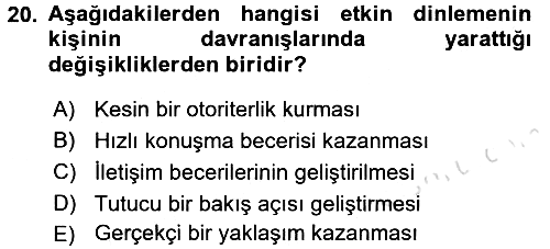 Bireyler Arası İletişim 2017-2018 Ara Sınav - 20. soru