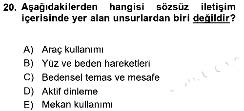 Bireyler Arası İletişim 2019-2020 Ara Sınav - 20. soru