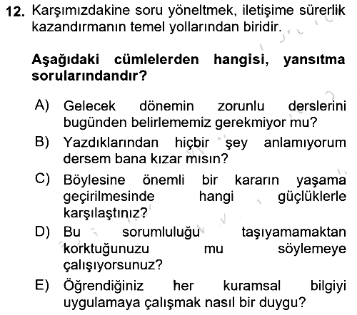 Bireyler Arası İletişim 2021-2022 Ara Sınav - 12. soru