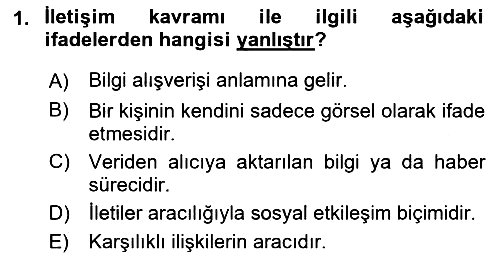 Bireyler Arası İletişim 2022-2023 Ara Sınav - 1. soru