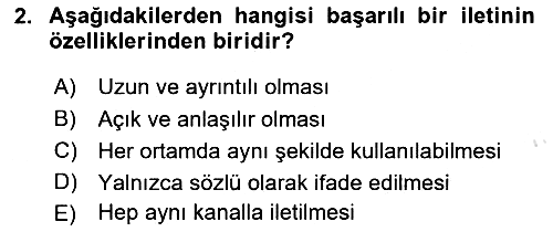 Bireyler Arası İletişim 2025-2026 Ara Sınav - 2. soru