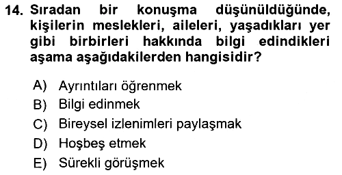 Bireyler Arası İletişim 2025-2026 Ara Sınav - 14. soru