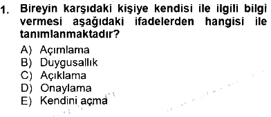 Bireyler Arası İletişim 2012-2013 Dönem Sonu Sınavı - 1. soru