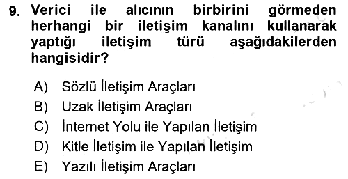Bireyler Arası İletişim 2024-2025 Dönem Sonu Sınavı - 9. soru