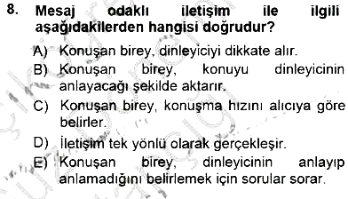 Çağrı Merkezinde Hizmet 2014-2015 Ara Sınav - 8. soru