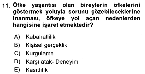 Çatışma ve Stres Yönetimi 1 2024-2025 Dönem Sonu Sınavı - 11. soru