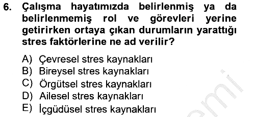 Çatışma ve Stres Yönetimi 2 2014-2015 Ara Sınav - 6. soru