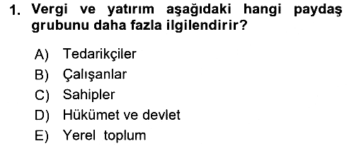 Stratejik Yönetim 2017-2018 3 Ders Sınavı - 1. soru