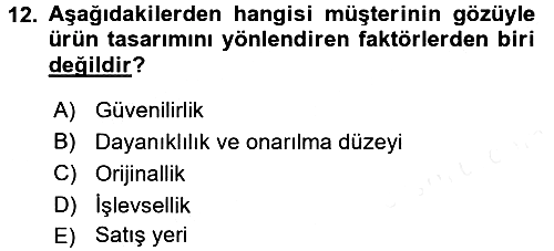 Stratejik Yönetim 2017-2018 3 Ders Sınavı - 12. soru