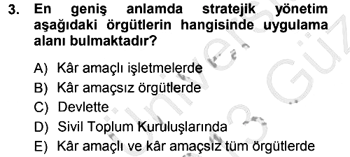 Stratejik Yönetim 2012-2013 Ara Sınav - 3. soru