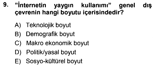 Stratejik Yönetim 2012-2013 Ara Sınav - 9. soru