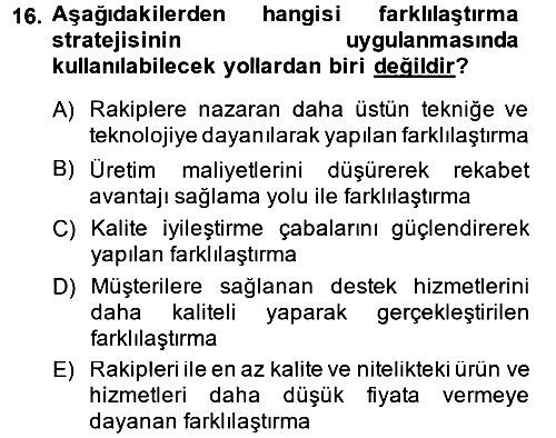 Stratejik Yönetim 2014-2015 Ara Sınav - 16. soru