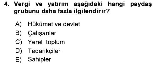 Stratejik Yönetim 2016-2017 Ara Sınav - 4. soru