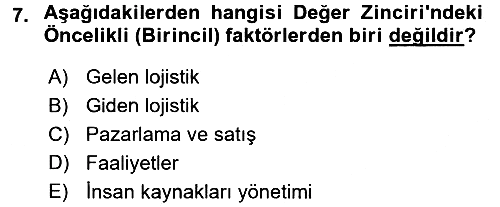 Stratejik Yönetim 2016-2017 Ara Sınav - 7. soru