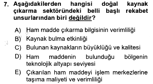 Stratejik Yönetim 2017-2018 Ara Sınav - 7. soru