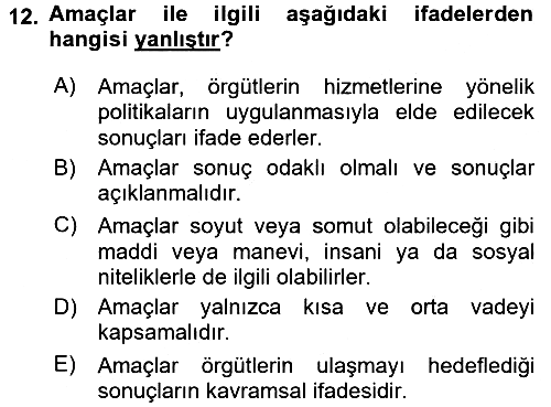 Stratejik Yönetim 2017-2018 Ara Sınav - 12. soru