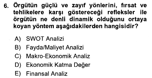 Stratejik Yönetim 2018-2019 Ara Sınav - 6. soru