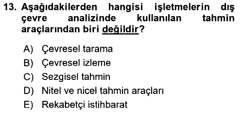 Stratejik Yönetim 2021-2022 Ara Sınav - 13. soru