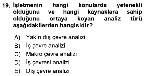 Stratejik Yönetim 2023-2024 Ara Sınav - 19. soru